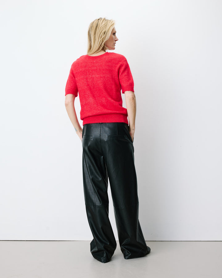 Short-sleeve crew-neck cardigan rouge Akarios