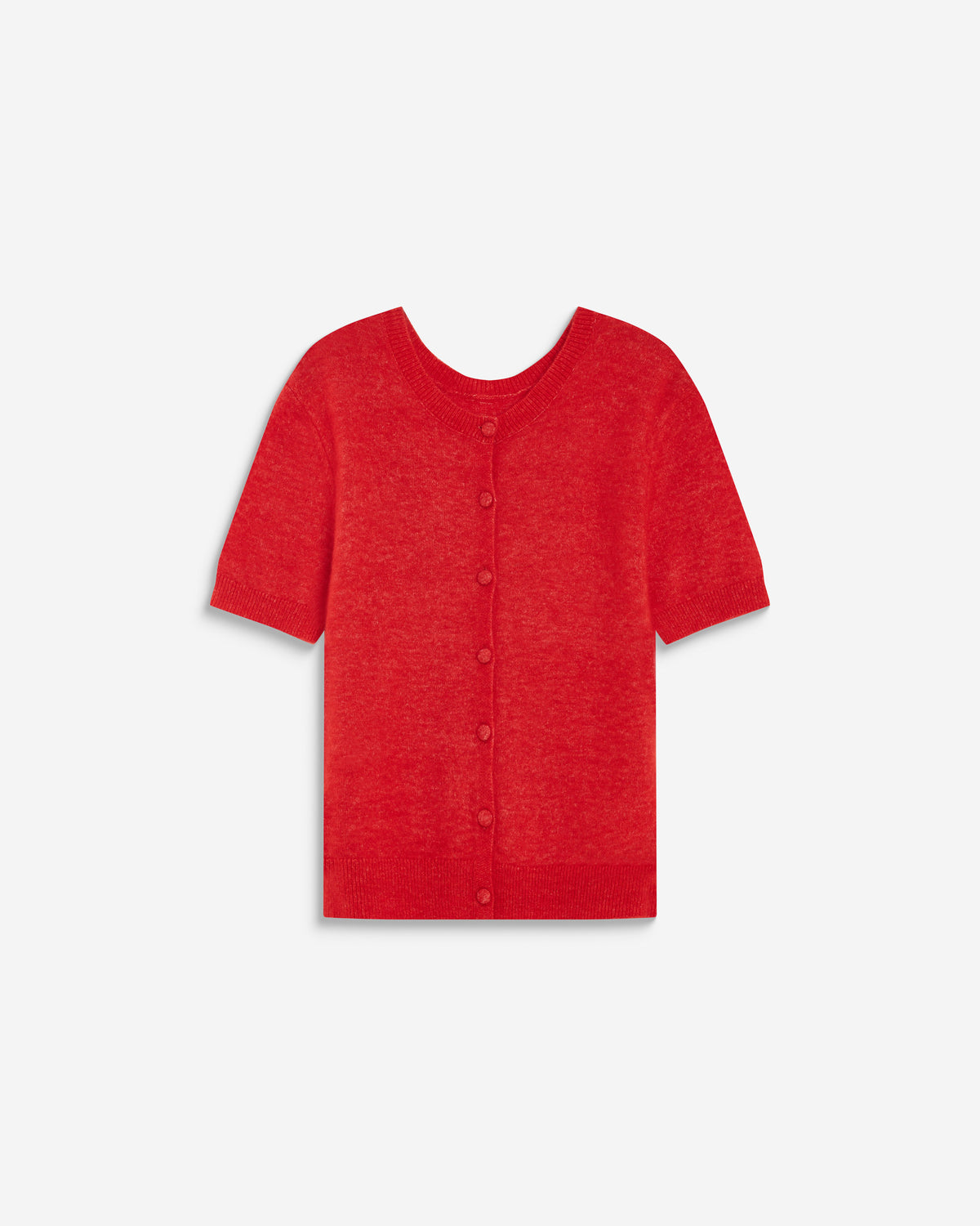 Short-sleeve crew-neck cardigan rouge Akarios