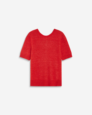 Short-sleeve crew-neck cardigan rouge Akarios