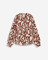 Geometric-print V-neck blouse terracotta Ambrine