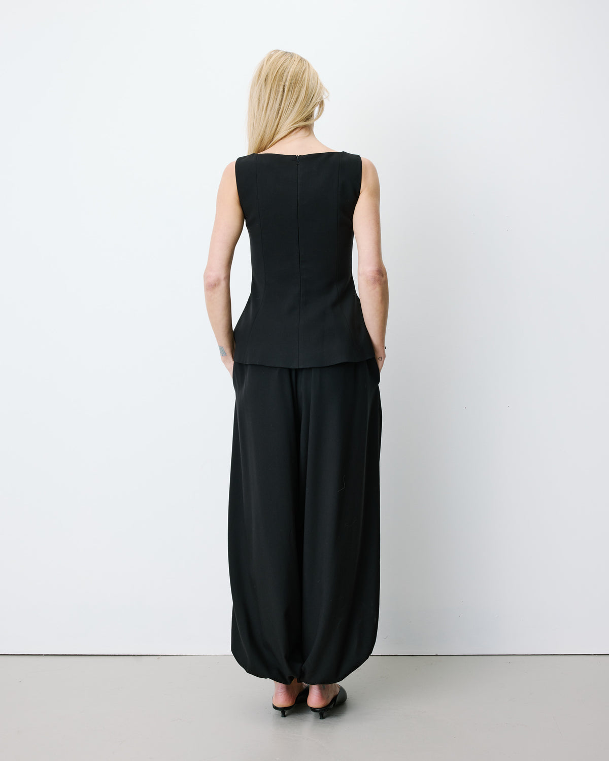 Sleeveless peplum top noir Argent