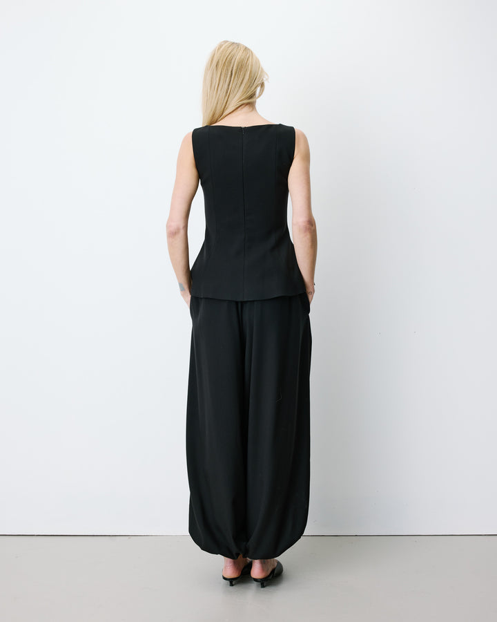 Sleeveless peplum top noir Argent