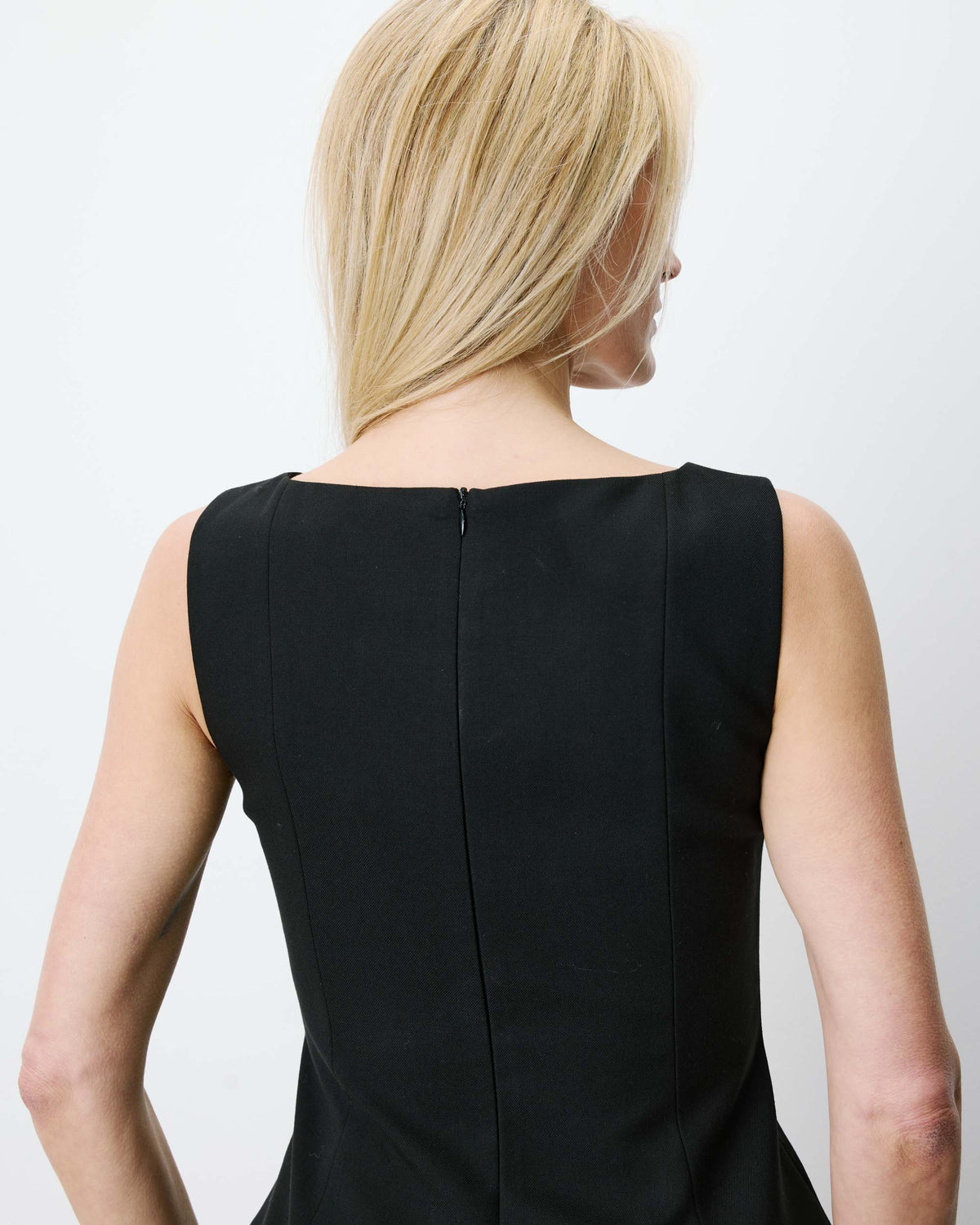 Sleeveless peplum top noir Argent