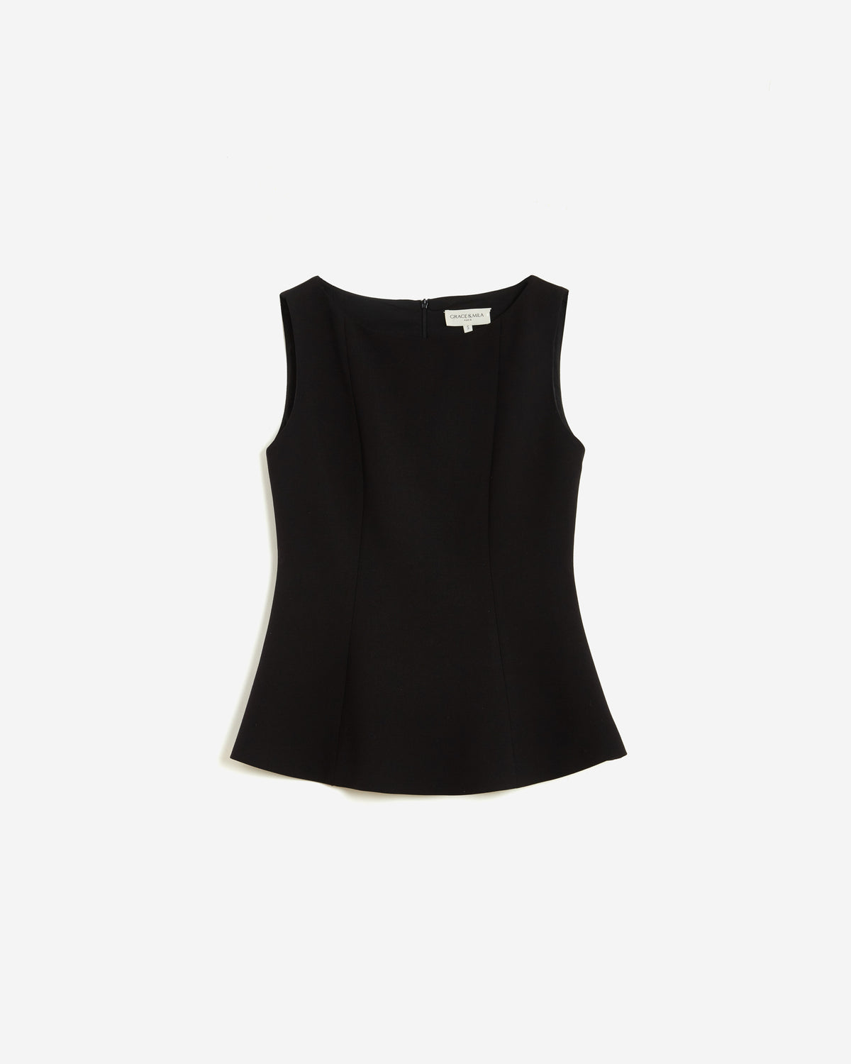 Sleeveless peplum top noir Argent