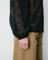 Long-sleeve V-neck lace blouse noir Aurora