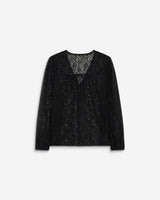 Long-sleeve V-neck lace blouse noir Aurora
