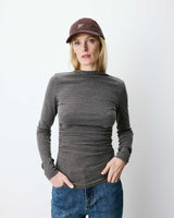 Top rayé taille froncée manches longues anthracite Aralee