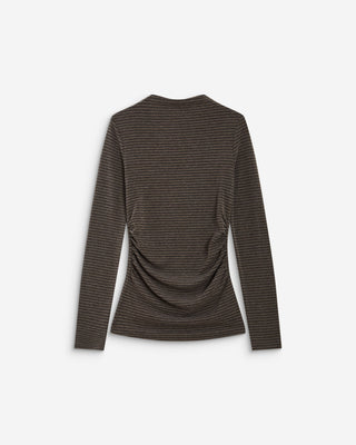 Top rayé taille froncée manches longues anthracite Aralee