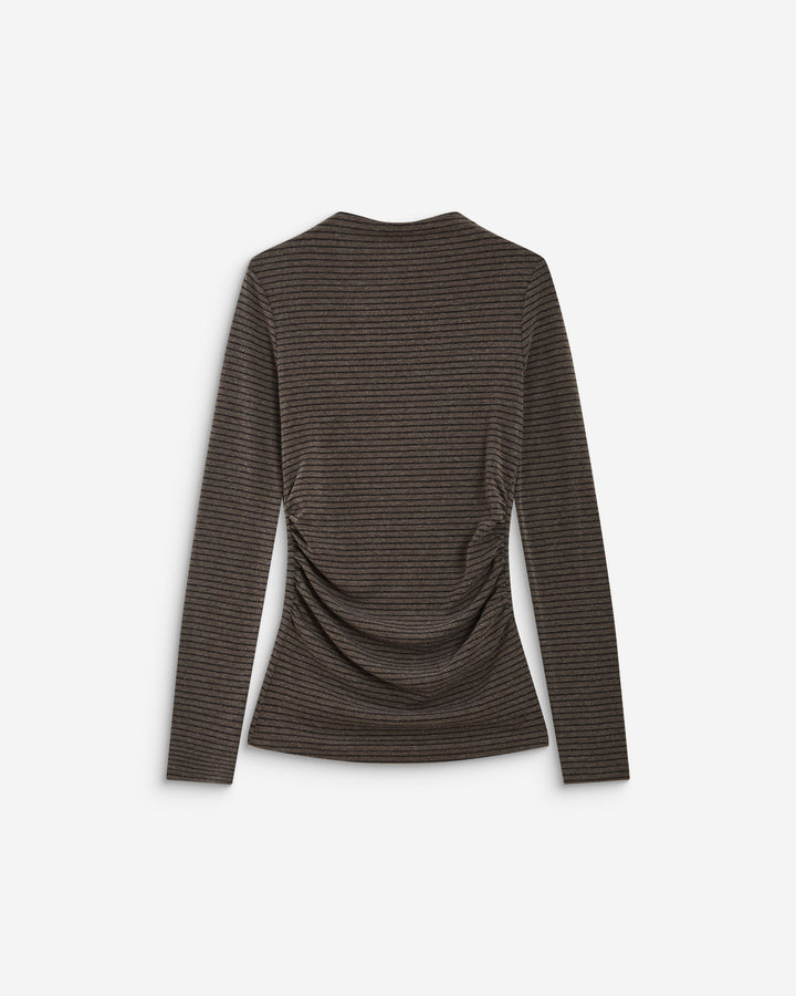 Top rayé taille froncée manches longues anthracite Aralee