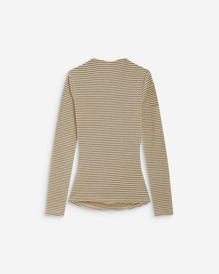 Top rayé taille froncée manches longues sable Aralee