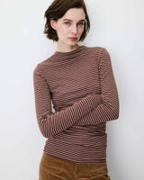 Striped top with gathered waist terracotta Aralee