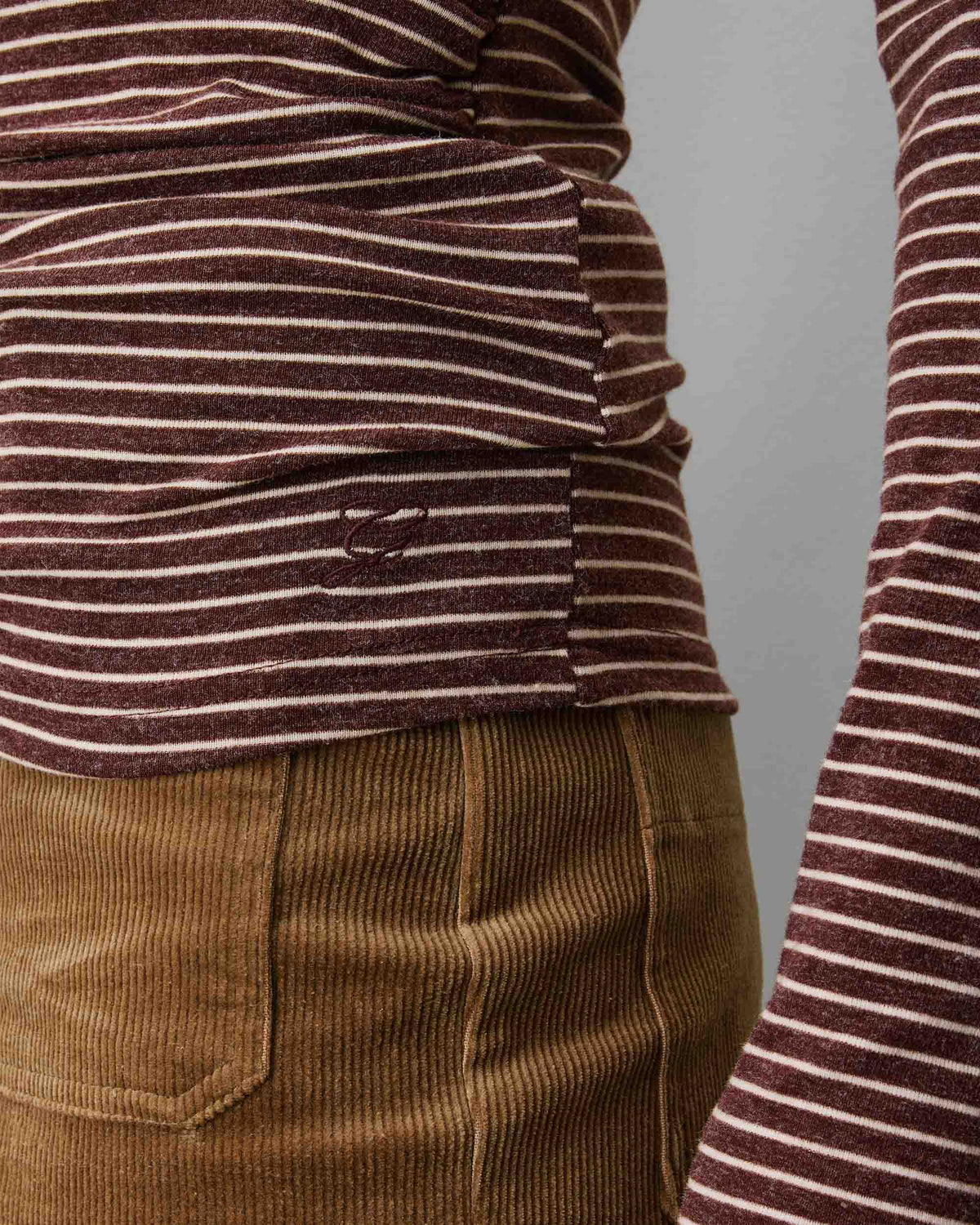 Striped top with gathered waist terracotta Aralee