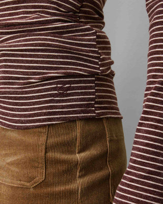 Top rayé taille froncée manches longues terracotta Aralee