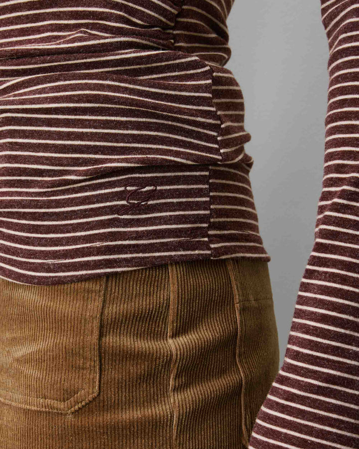 Striped top with gathered waist terracotta Aralee