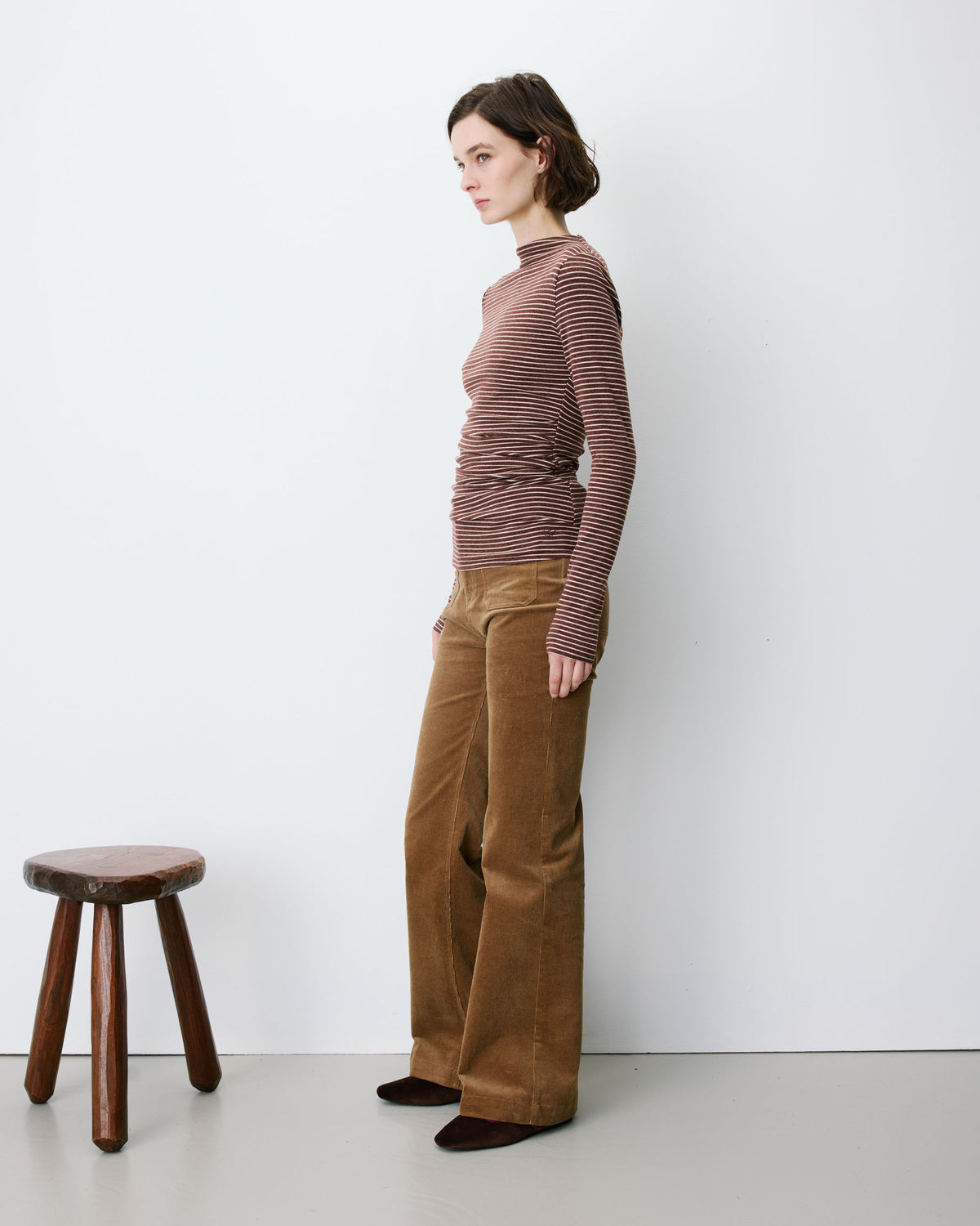 Striped top with gathered waist terracotta Aralee