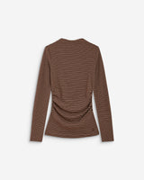 Striped top with gathered waist terracotta Aralee