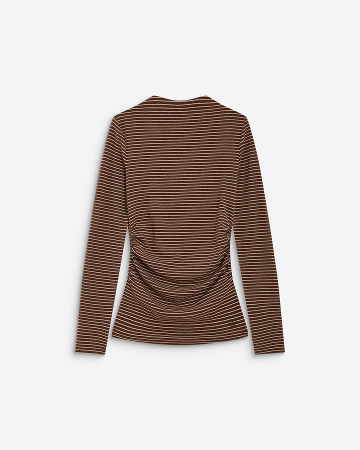 Striped top with gathered waist terracotta Aralee