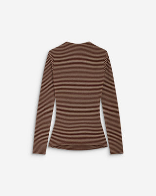 Top rayé taille froncée manches longues terracotta Aralee