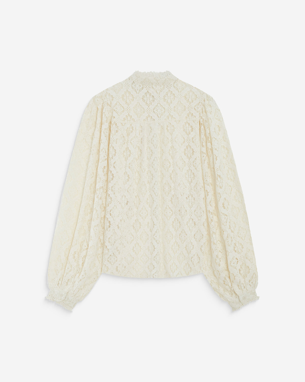 Blouse ample en dentelle boutonnée ivoire Anita