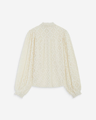 Blouse ample en dentelle boutonnée ivoire Anita