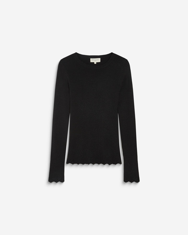 Jersey de punto fino lurex noir Abbott