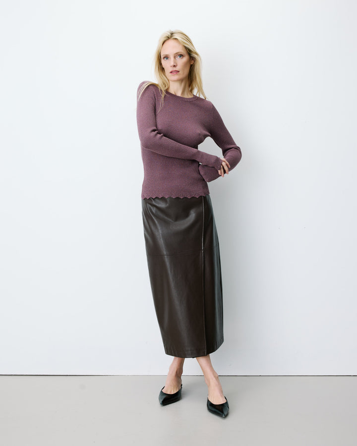 Pull ajusté en maille fine lurex parme Abbott