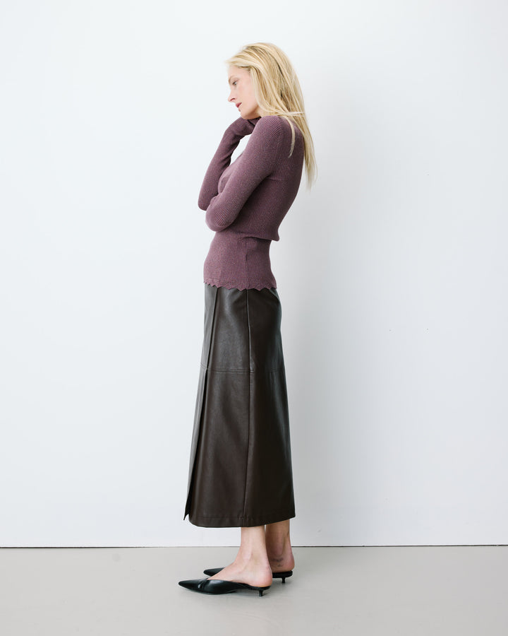 Pull ajusté en maille fine lurex parme Abbott