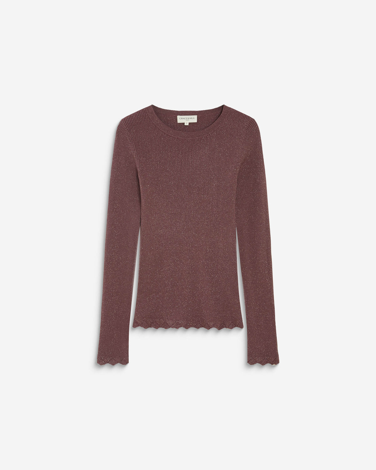 Pull ajusté en maille fine lurex parme Abbott