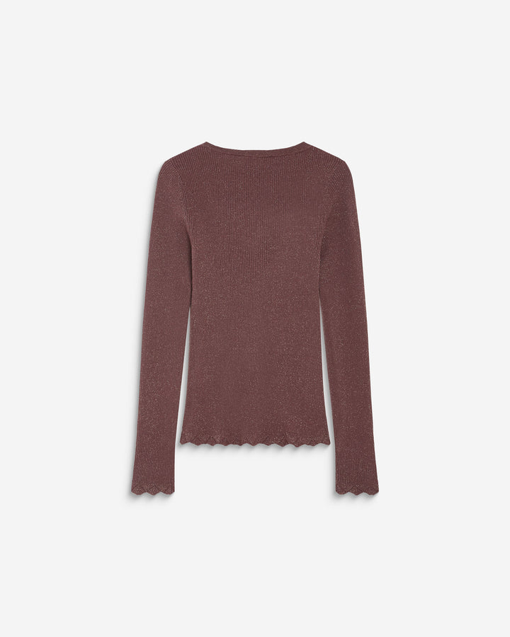 Pull ajusté en maille fine lurex parme Abbott