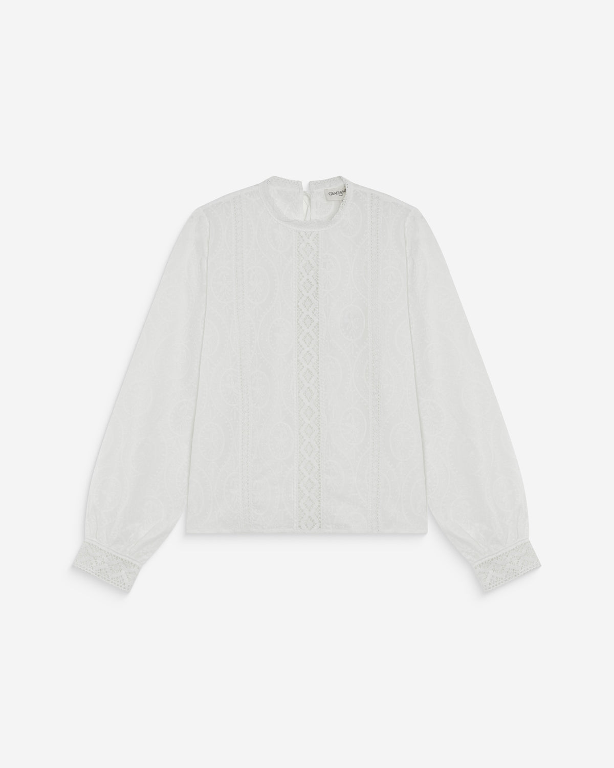Blouse en broderie anglaise dos à nouer ivoire Abigail