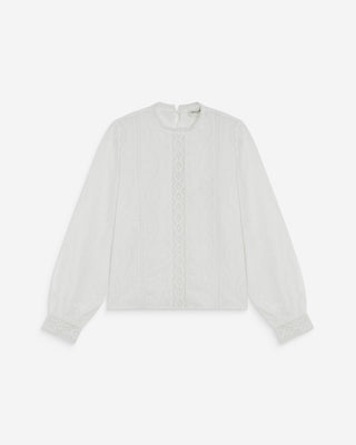 Blouse en broderie anglaise dos à nouer ivoire Abigail