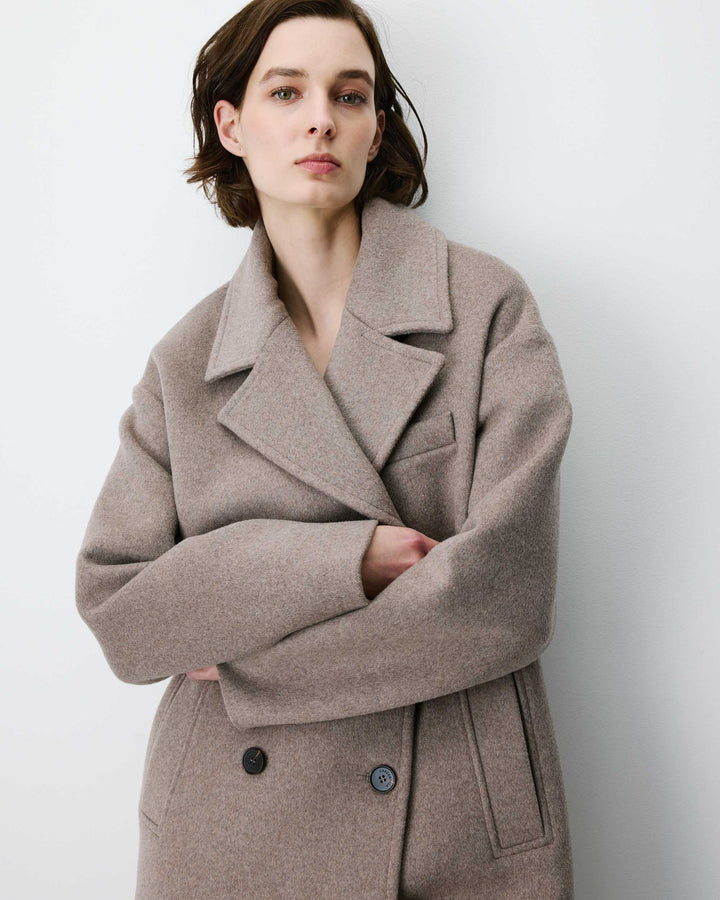 Long double-breasted coat grege Alois