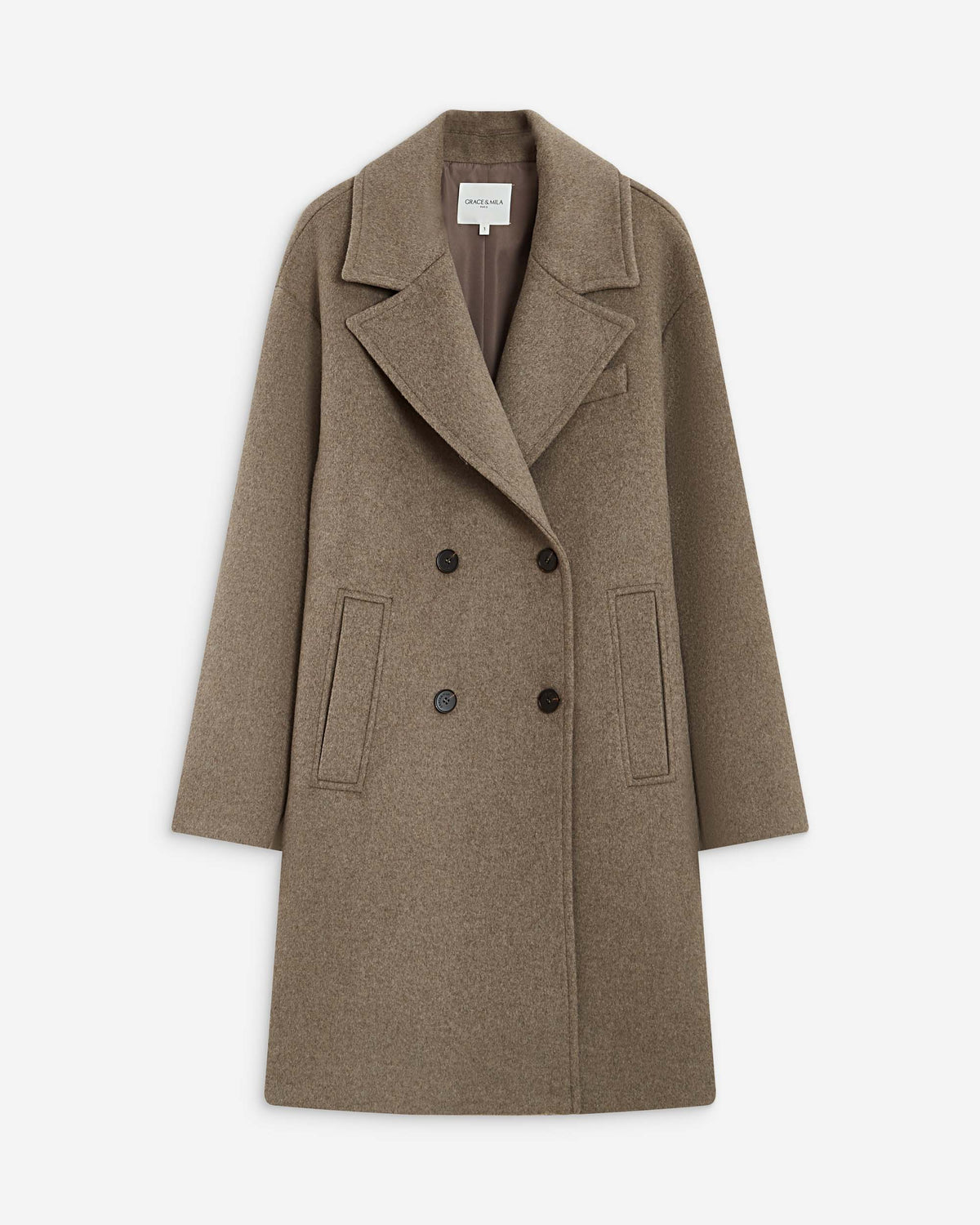 Long double-breasted coat grege Alois