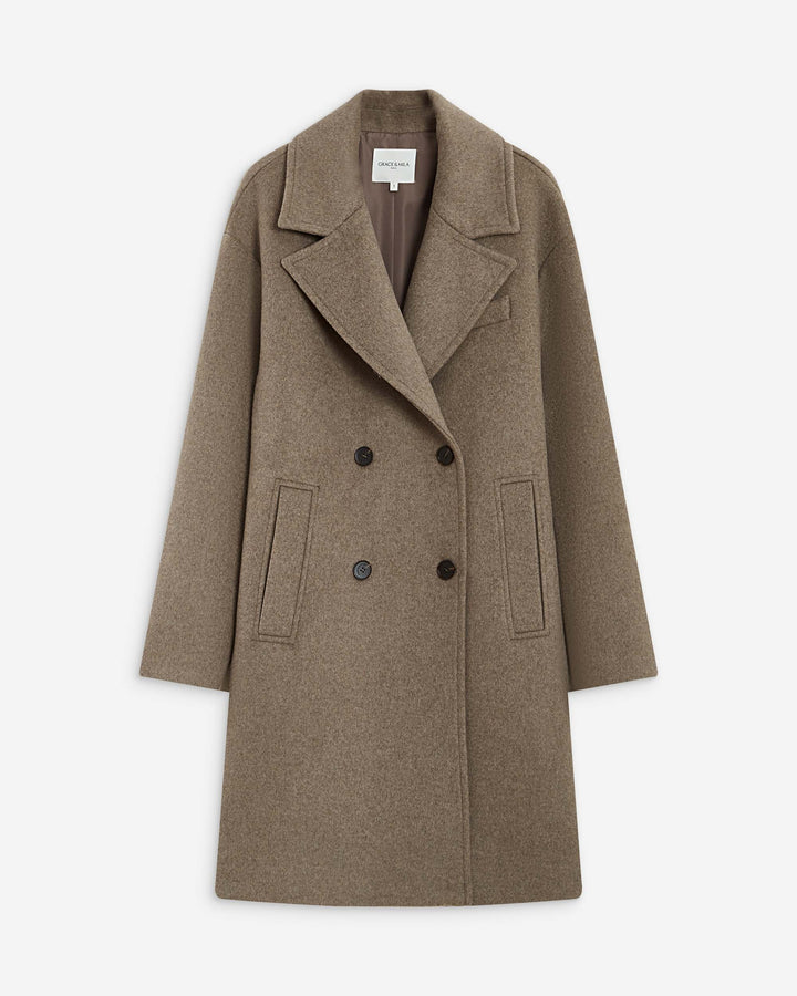 Long double-breasted coat grege Alois