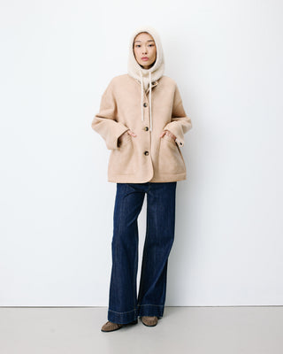 Reversible short teddy coat beige Arwen