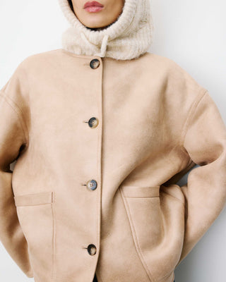 Reversible short teddy coat beige Arwen