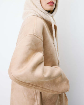 Reversible short teddy coat beige Arwen
