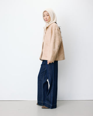 Reversible short teddy coat beige Arwen