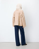 Reversible short teddy coat beige Arwen