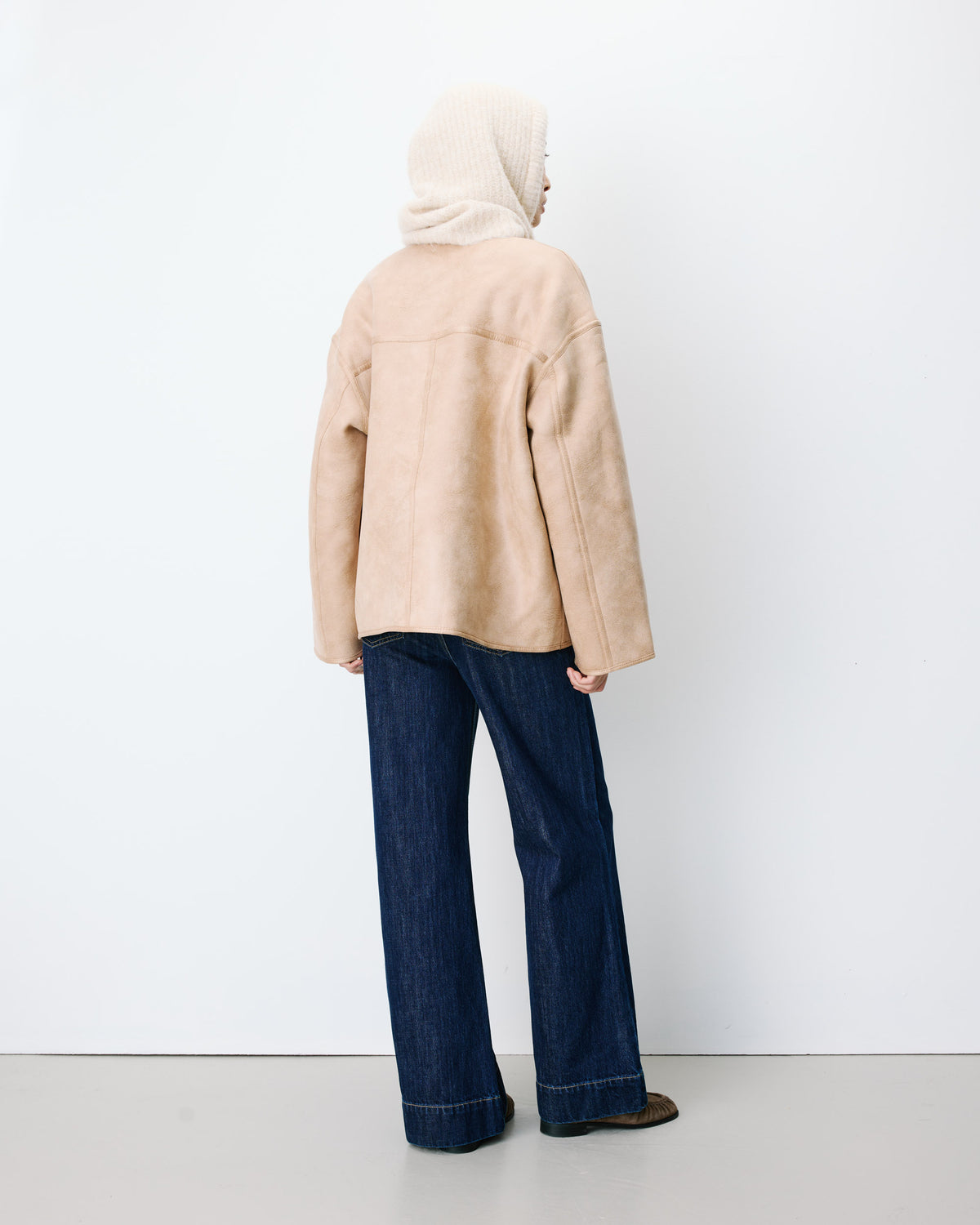 Reversible short teddy coat beige Arwen