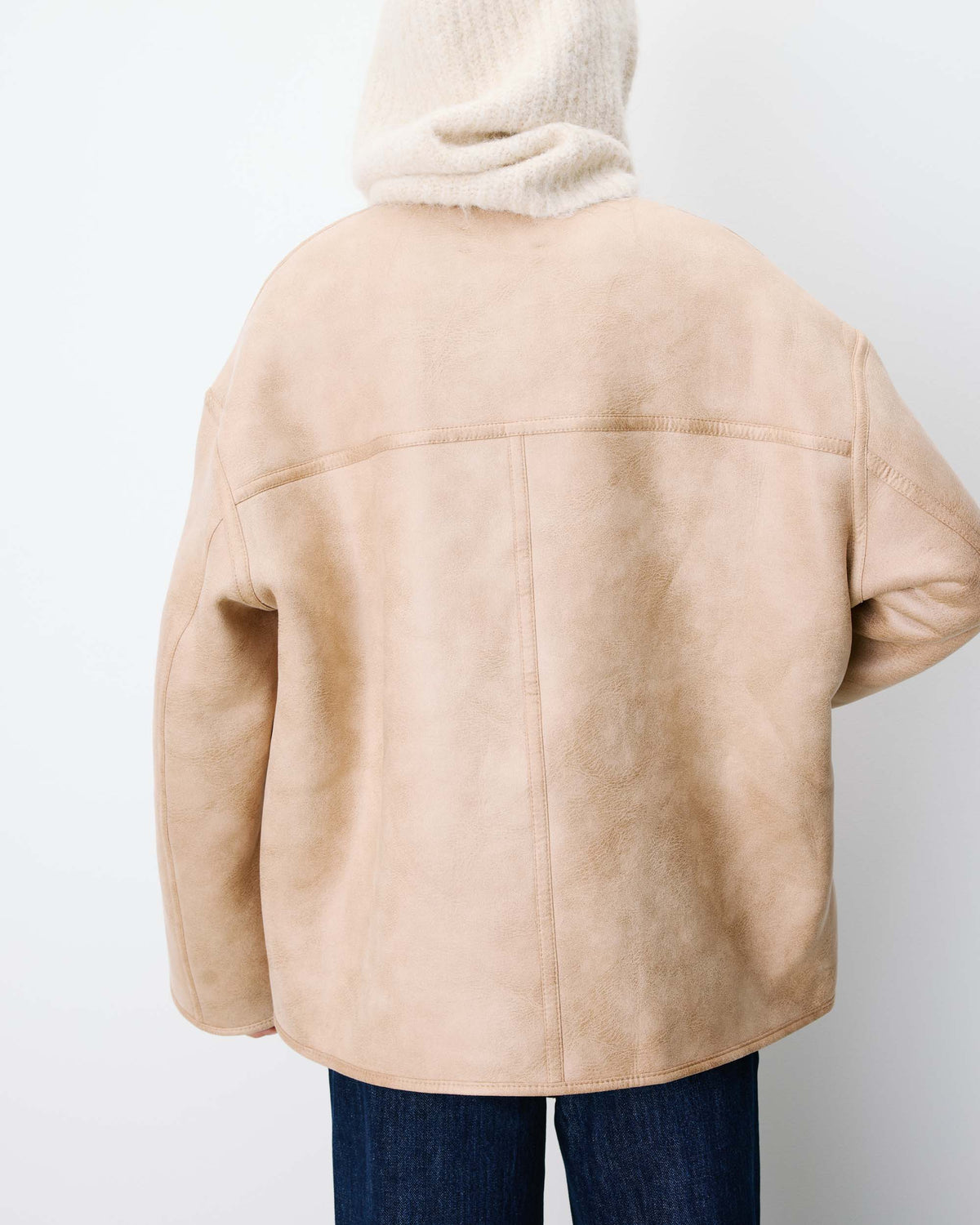 Reversible short teddy coat beige Arwen