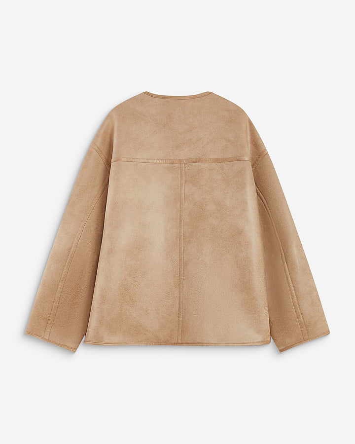 Reversible short teddy coat beige Arwen