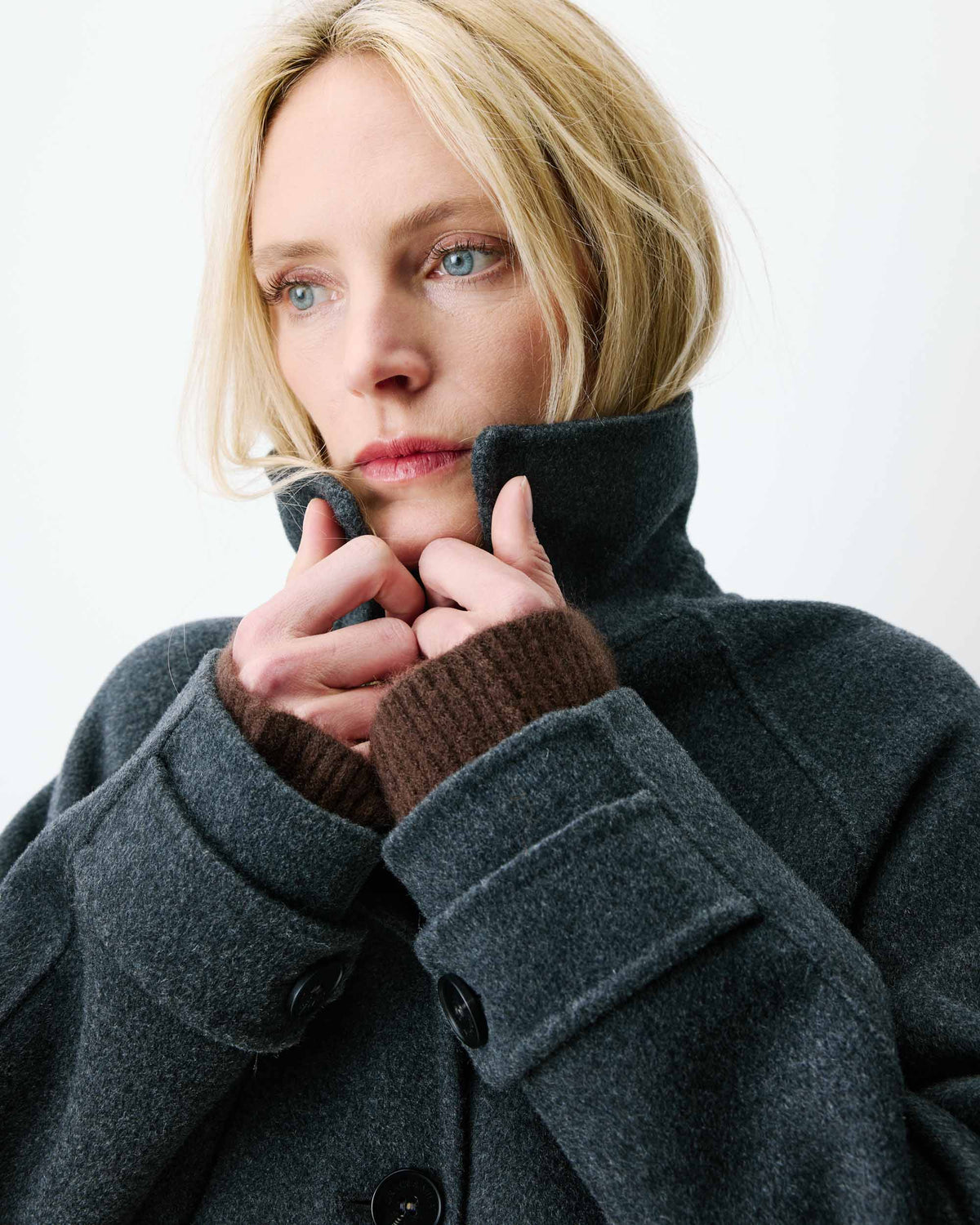 Manteau long en laine mélangée ceinturé anthracite Adam