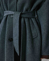 Manteau long en laine mélangée ceinturé anthracite Adam