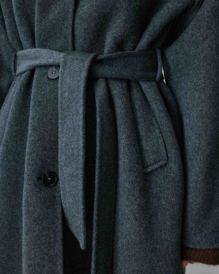 Manteau long en laine mélangée ceinturé anthracite Adam