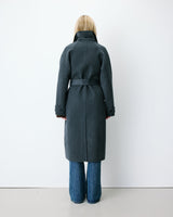 Manteau long en laine mélangée ceinturé anthracite Adam
