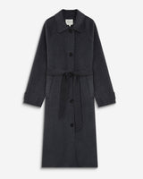 Manteau long en laine mélangée ceinturé anthracite Adam