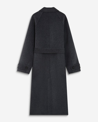Manteau long en laine mélangée ceinturé anthracite Adam