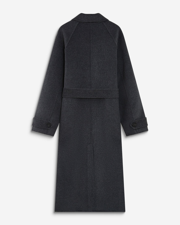 Manteau long en laine mélangée ceinturé anthracite Adam