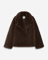 Manteau fausse fourrure croisé chocolat Amy